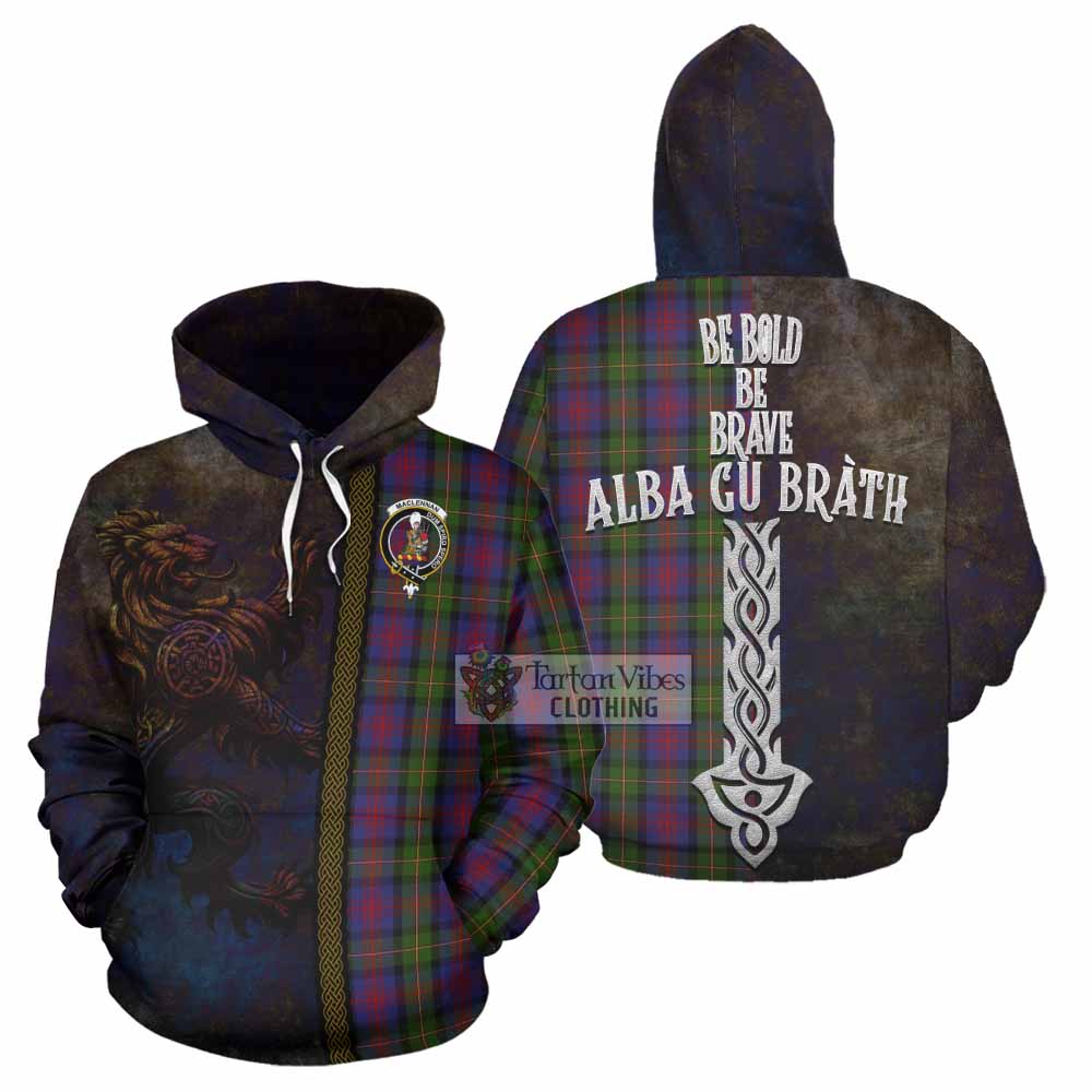Tartan Vibes Clothing MacLennan (McLennan) Tartan Family Crest Hoodie Alba Gu Brath Be Brave Lion Ancient Style