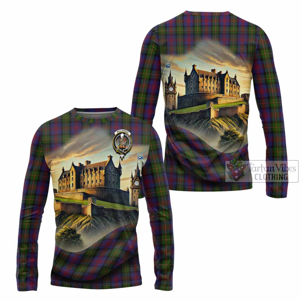 Tartan Vibes Clothing MacLennan (McLennan) Tartan Family Crest Long Sleeve T-Shirt with Scottish Ancient Castle Style