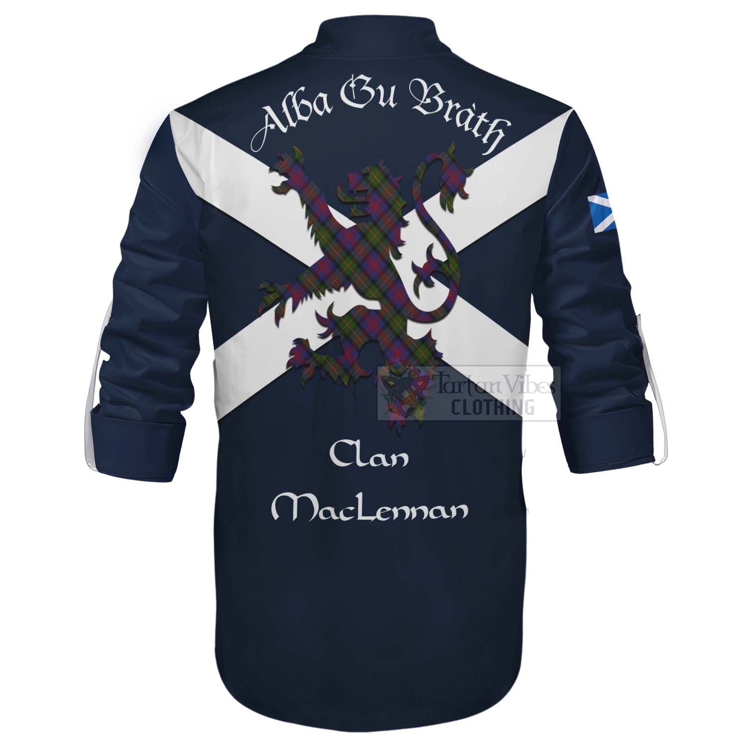 Tartan Vibes Clothing MacLennan (McLennan) Tartan Lion Rampant Ghillie Kilt Shirt Proudly Display Your Heritage with Alba Gu Brath and Clan Name