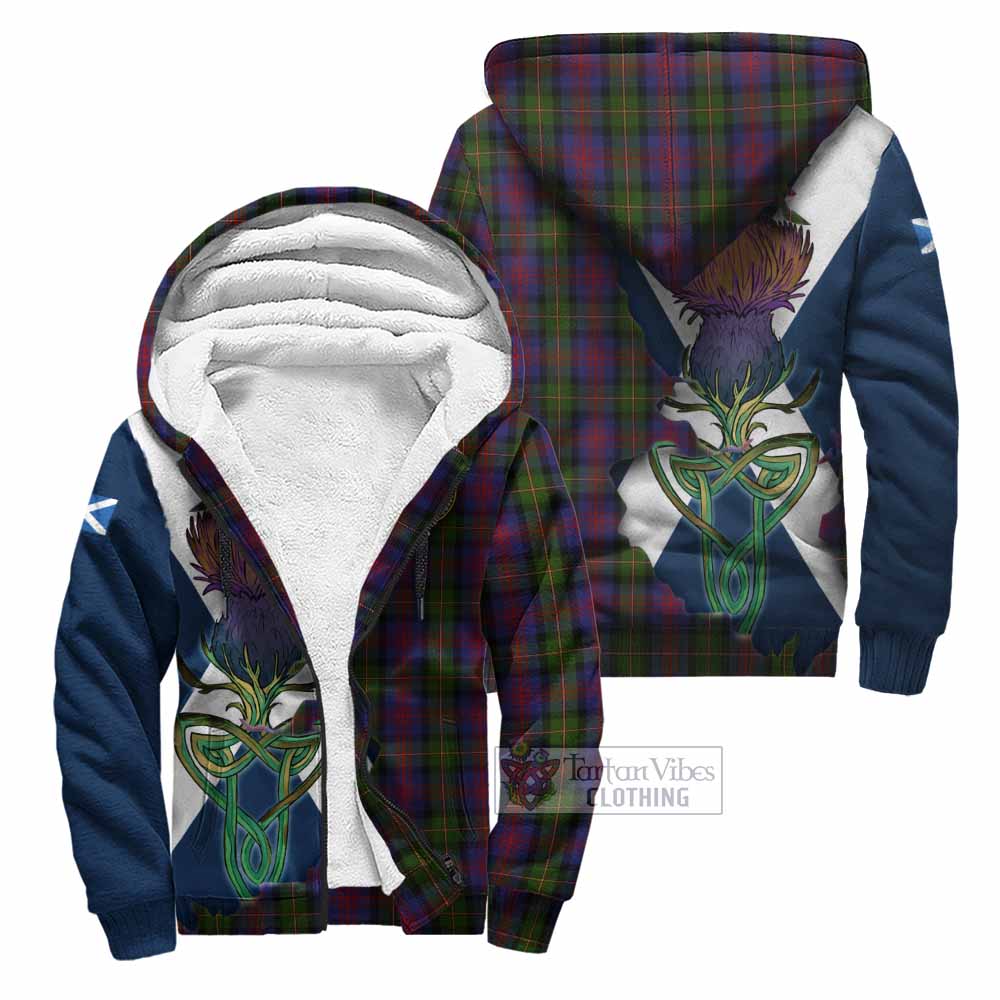 Tartan Vibes Clothing MacLennan (McLennan) Tartan Family Crest Sherpa Hoodie Scottish Thistle Celtic Inspired