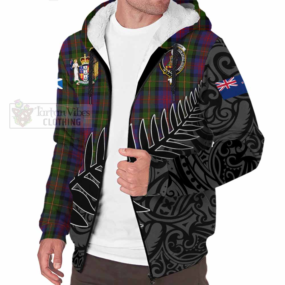 Tartan Vibes Clothing MacLennan (McLennan) Crest Tartan Sherpa Hoodie with New Zealand Silver Fern Half Style