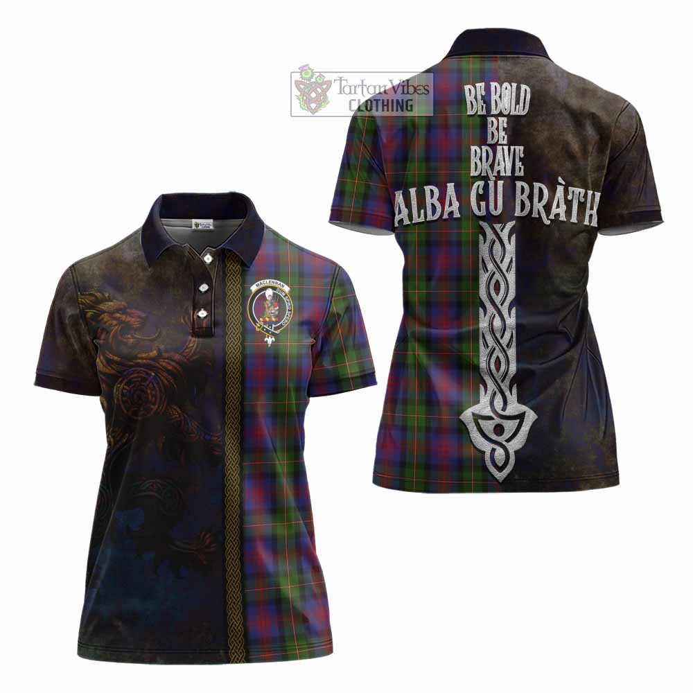 Tartan Vibes Clothing MacLennan (McLennan) Tartan Family Crest Women's Polo Shirt Alba Gu Brath Be Brave Lion Ancient Style