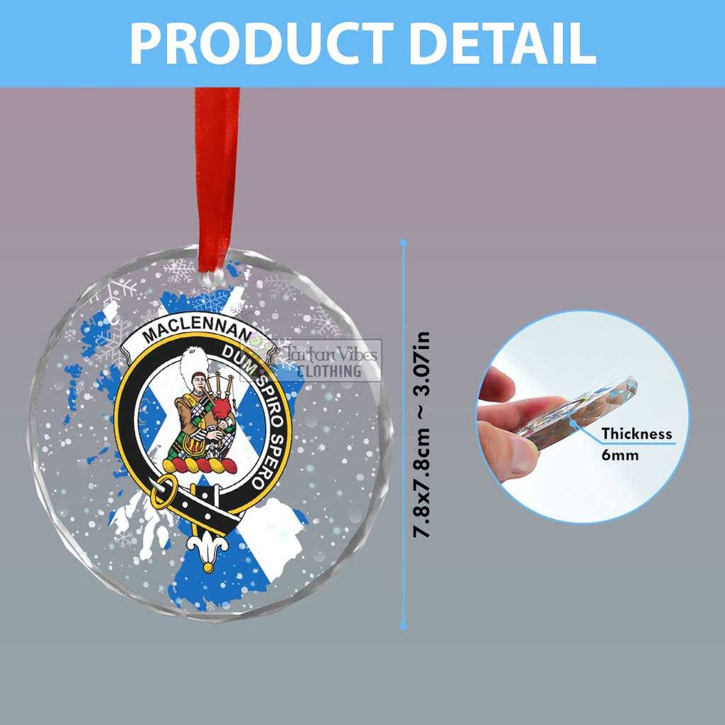 Tartan Vibes Clothing MacLennan (McLennan) Clan Crest Christmas Glass Ornament with Scotland Map