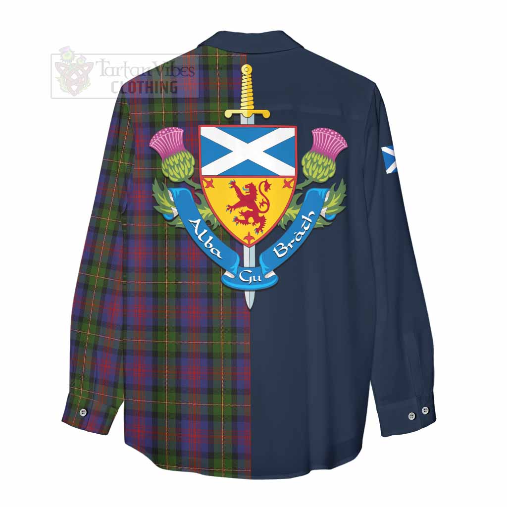 Tartan Vibes Clothing MacLennan (McLennan) Tartan Women's Casual Shirt Alba with Scottish Lion Royal Arm Half Style