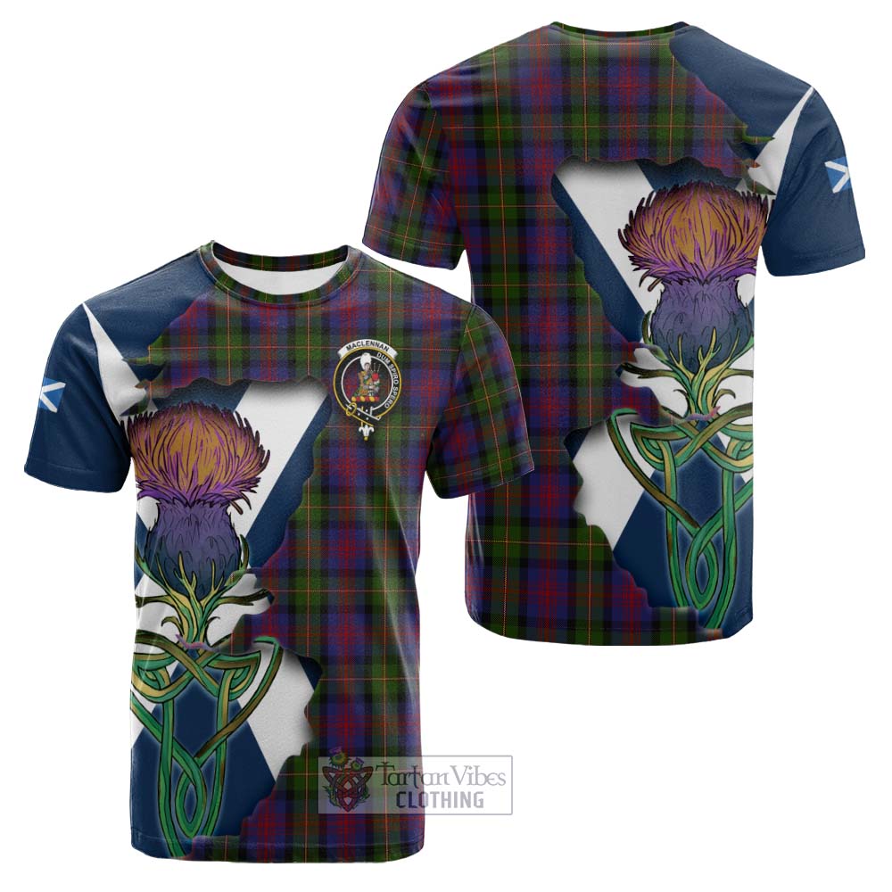 Tartan Vibes Clothing MacLennan (McLennan) Tartan Family Crest Cotton T-shirt Scottish Thistle Celtic Inspired