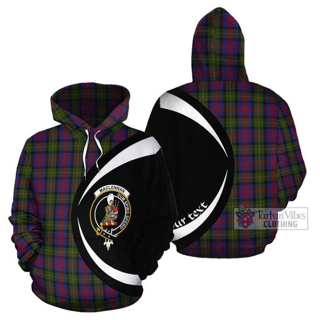 Tartan Vibes Clothing MacLennan (McLennan) Tartan Cotton Hoodie with Family Crest Circle Style