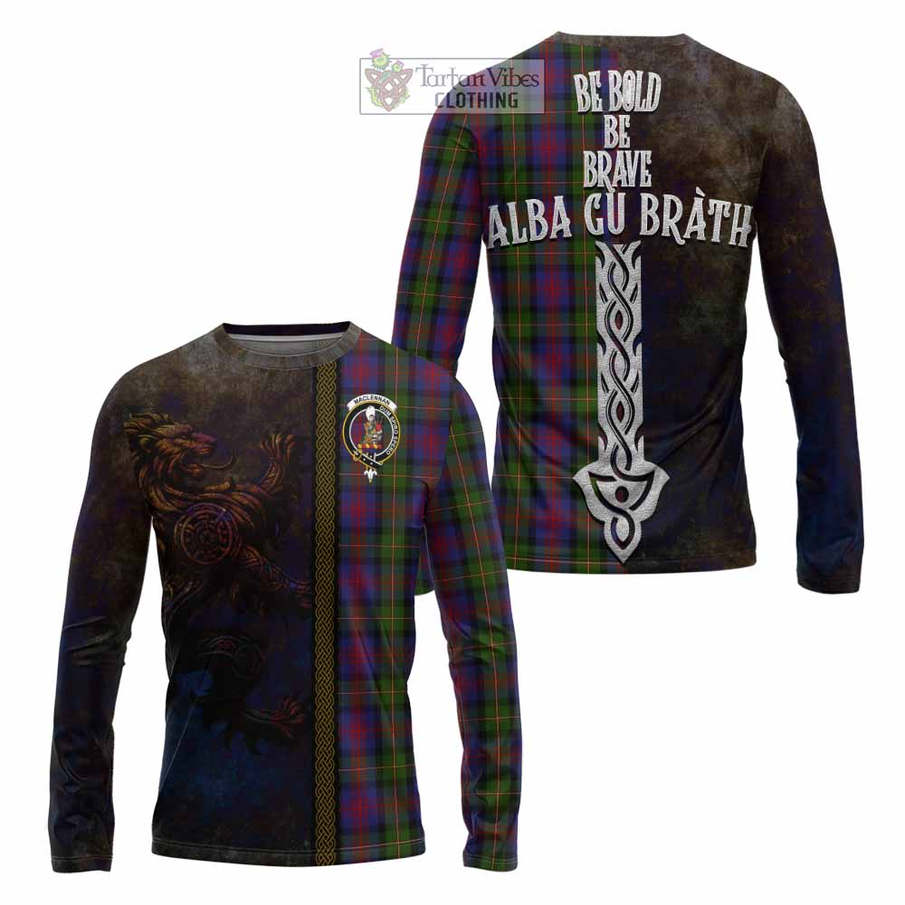 Tartan Vibes Clothing MacLennan (McLennan) Tartan Family Crest Long Sleeve T-Shirt Alba Gu Brath Be Brave Lion Ancient Style