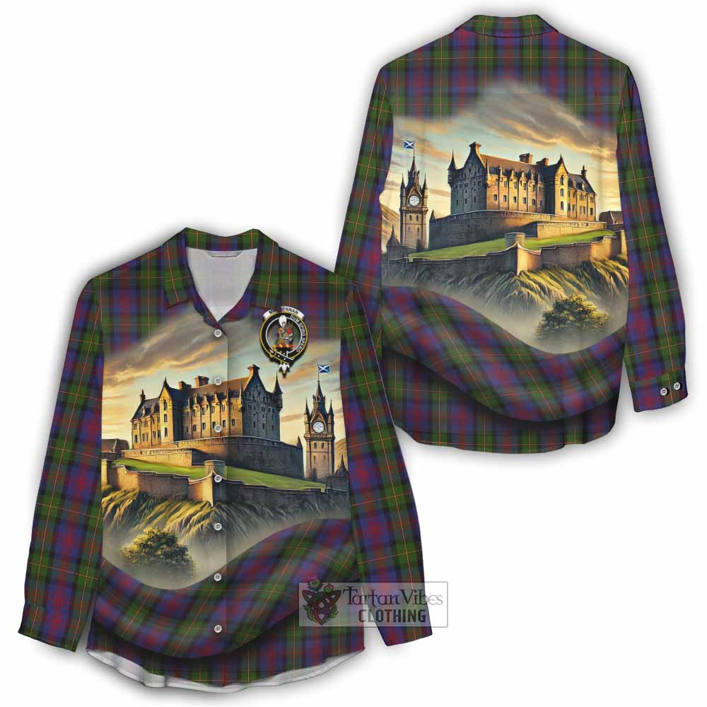 Tartan Vibes Clothing MacLennan (McLennan) Tartan Family Crest Women's Casual Shirt with Scottish Ancient Castle Style