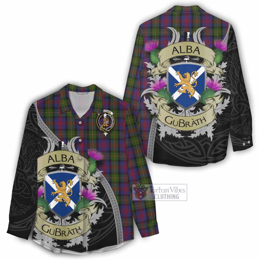 Tartan Vibes Clothing MacLennan (McLennan) Tartan Family Crest Women's Casual Shirt Lion Rampant Royal Thistle Shield Celtic Inspired