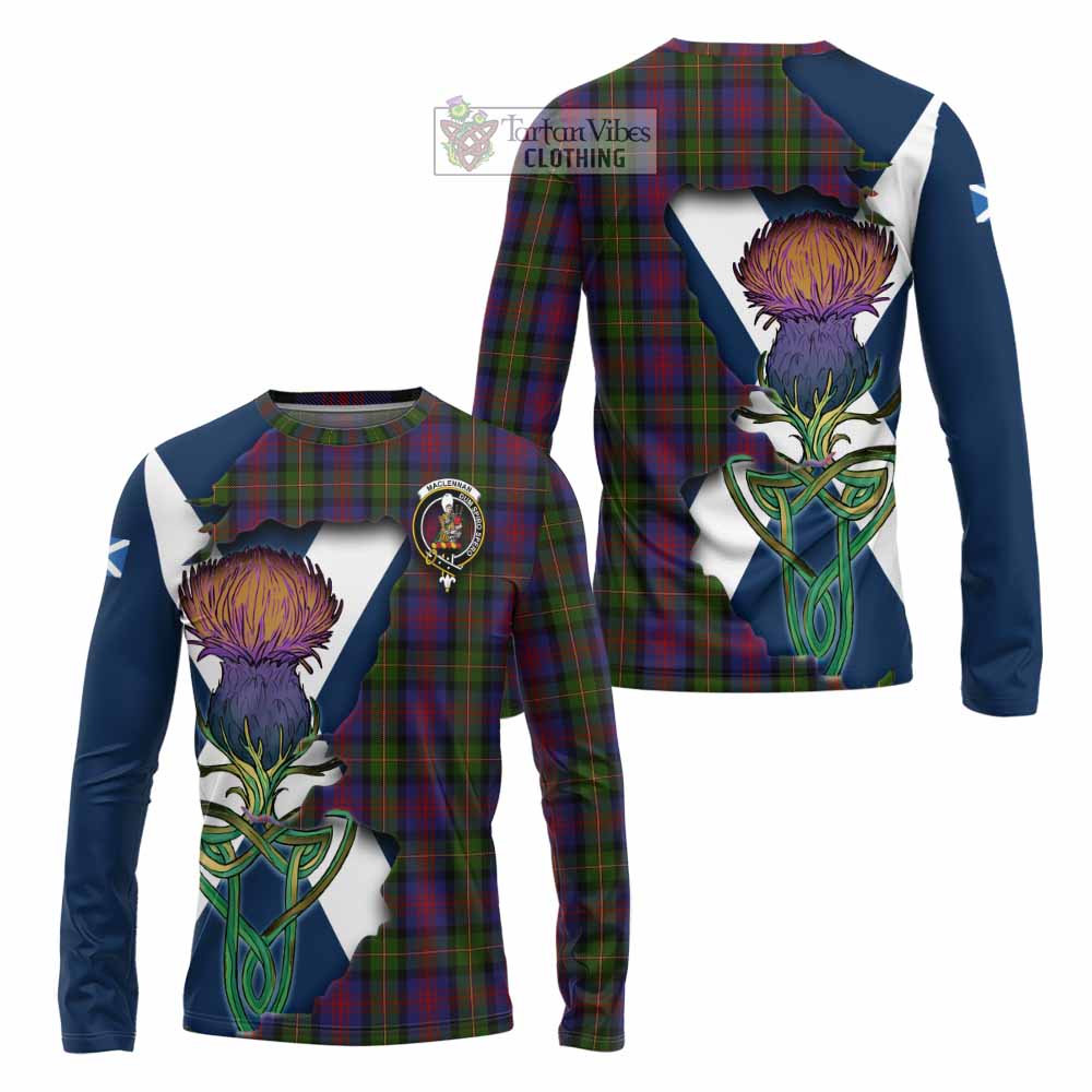 Tartan Vibes Clothing MacLennan (McLennan) Tartan Family Crest Long Sleeve T-Shirt Scottish Thistle Celtic Inspired