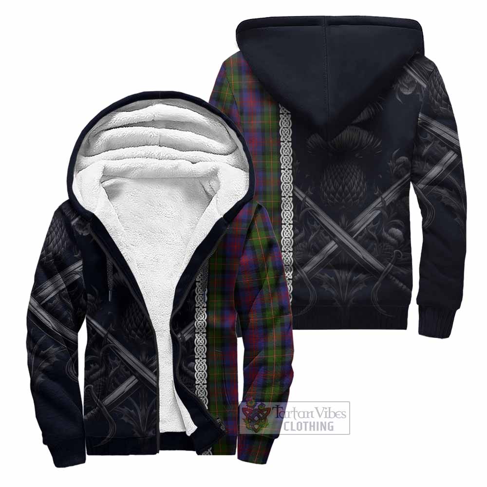 Tartan Vibes Clothing MacLennan (McLennan) Tartan Sherpa Hoodie with Family Crest Cross Sword Thistle Celtic Vibes