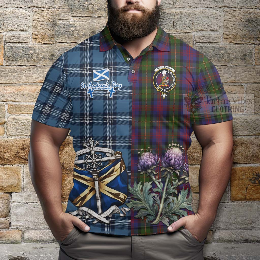 Tartan Vibes Clothing MacLennan (McLennan) Tartan Polo Shirt Happy St. Andrew's Day Half Tartan Style