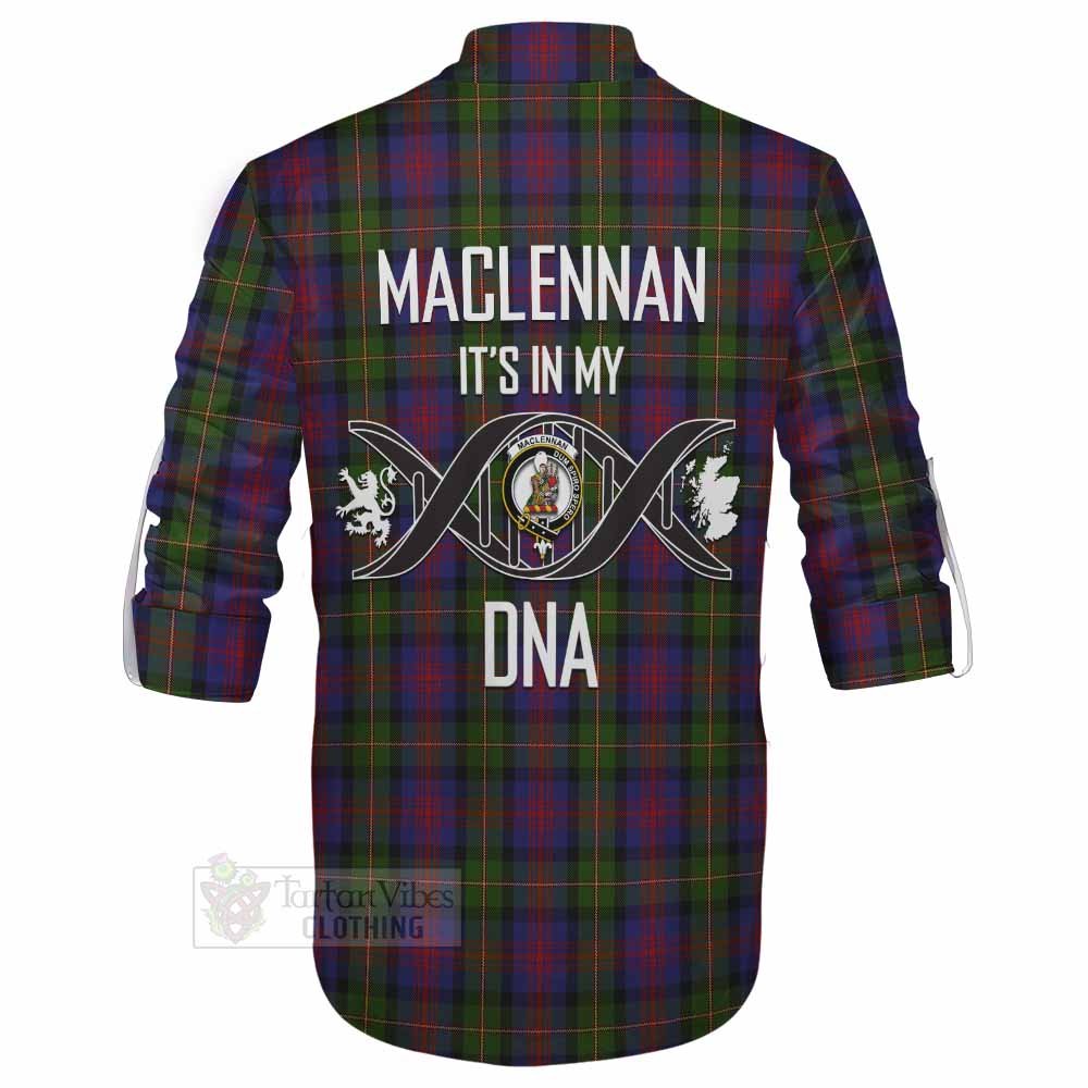 Tartan Vibes Clothing MacLennan (McLennan) Tartan Ghillie Kilt Shirt with Family Crest DNA In Me Style