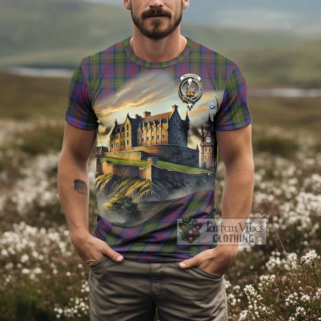 Tartan Vibes Clothing MacLennan (McLennan) Tartan Family Crest T-Shirt with Scottish Ancient Castle Stype