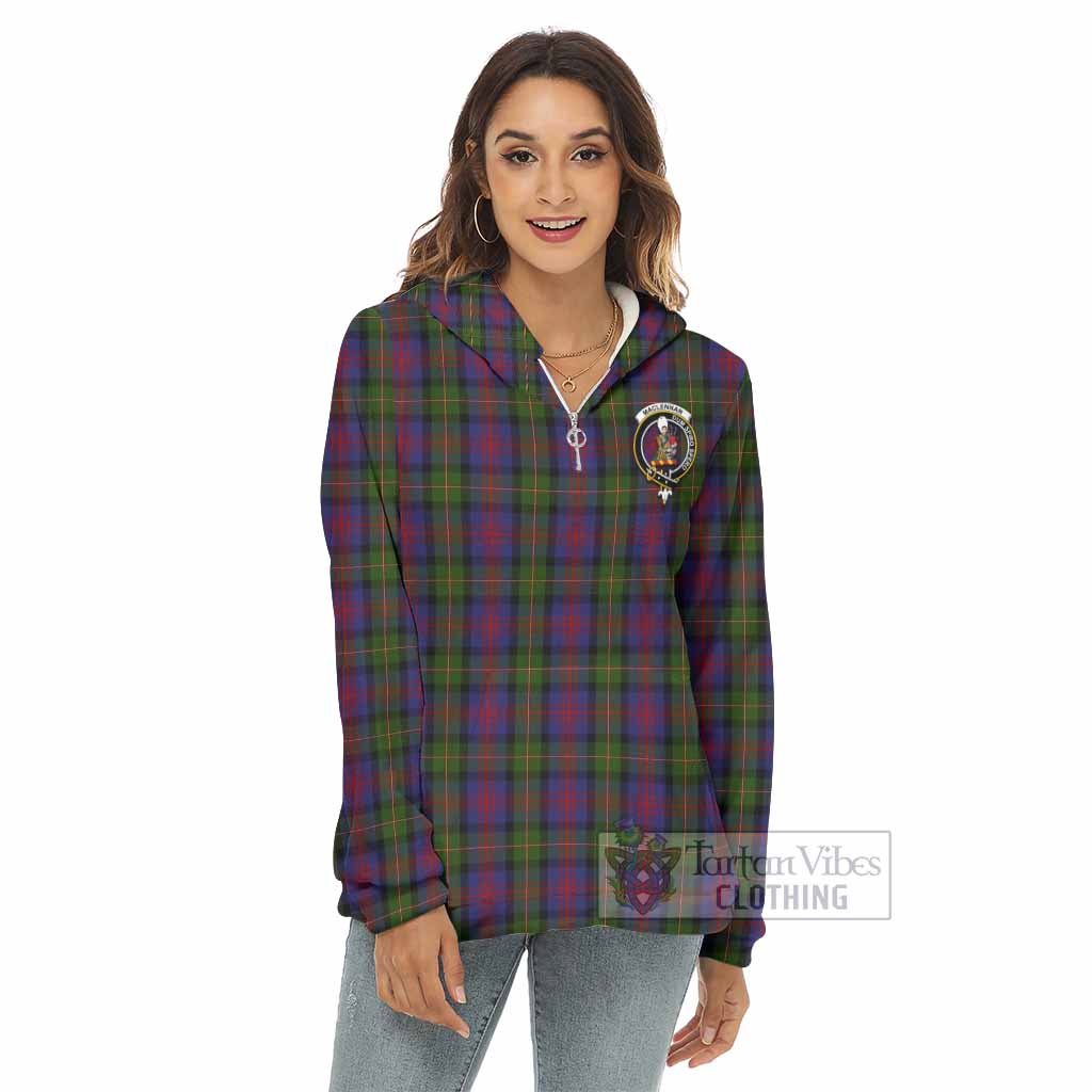 Tartan Vibes Clothing MacLennan (McLennan) Tartan Crest Women's Borg  Half Zip Fleece Hoodie