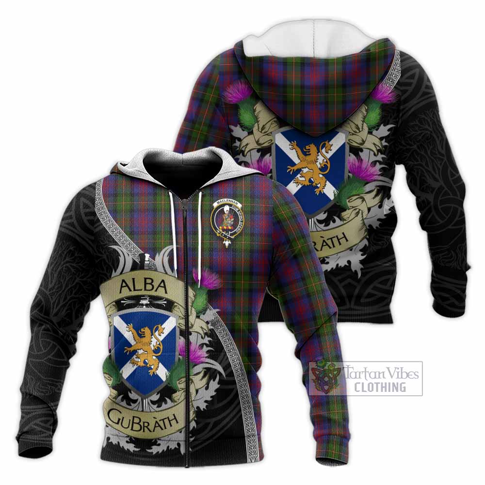 Tartan Vibes Clothing MacLennan (McLennan) Tartan Family Crest Knitted Hoodie Lion Rampant Royal Thistle Shield Celtic Inspired