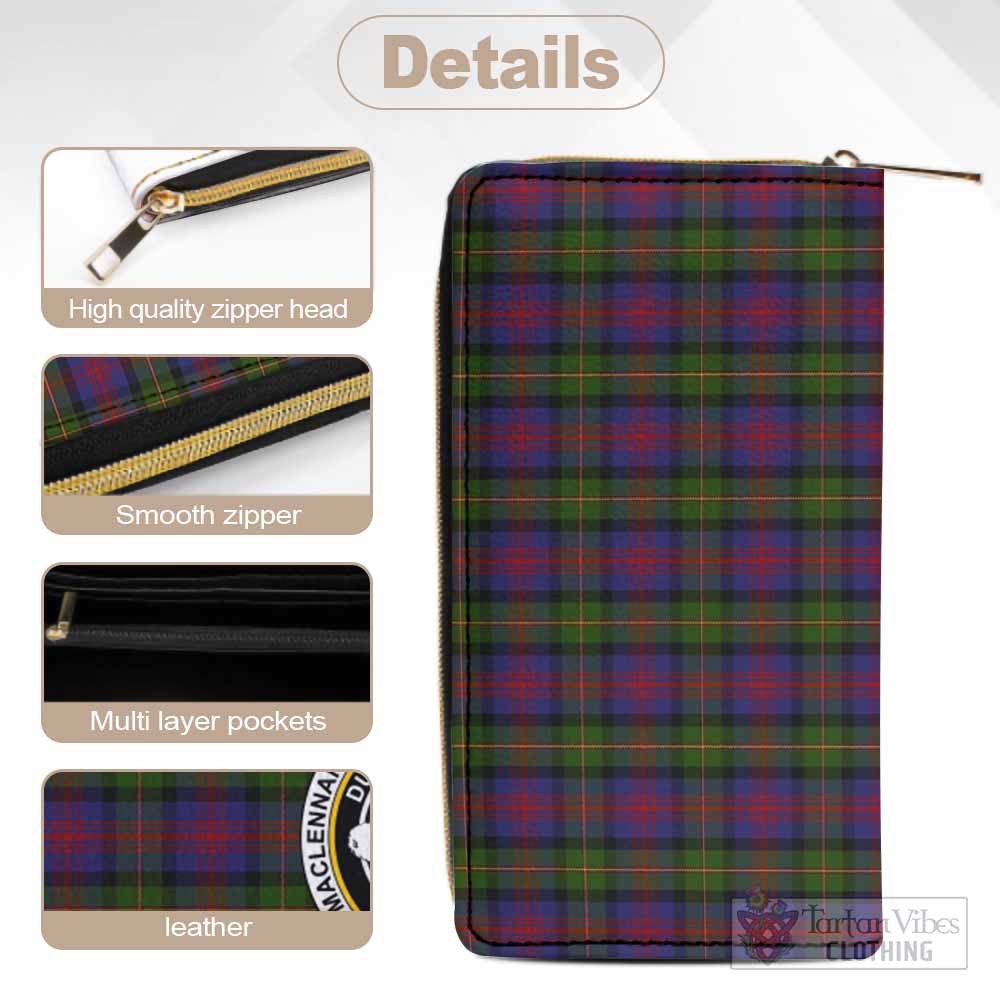 Tartan Vibes Clothing MacLennan (McLennan) Tartan Women's Leather Wallet with Family Crest