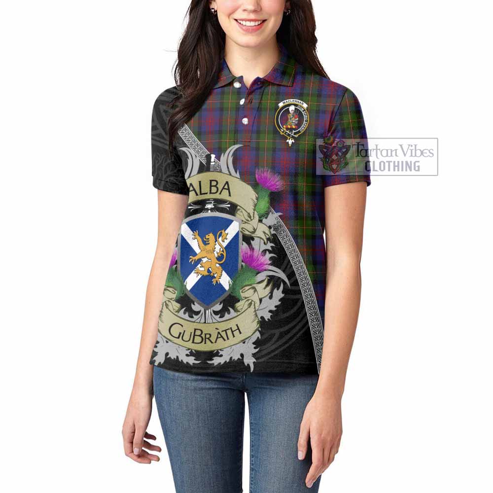 Tartan Vibes Clothing MacLennan (McLennan) Tartan Family Crest Women's Polo Shirt Lion Rampant Royal Thistle Shield Celtic Inspired