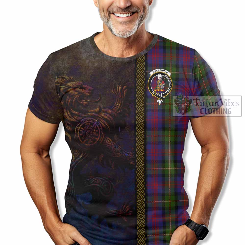 Tartan Vibes Clothing MacLennan (McLennan) Tartan Family Crest T-Shirt Alba Gu Brath Be Brave Lion Ancient Style