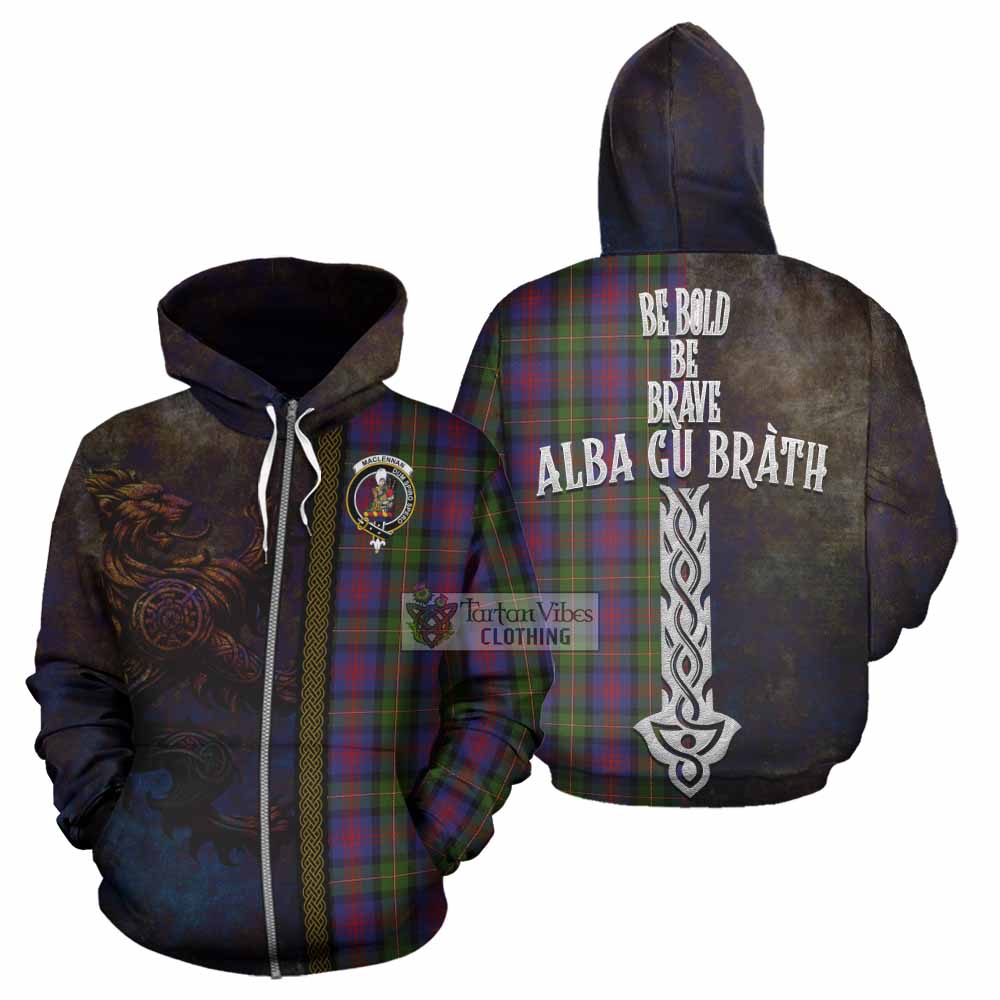 Tartan Vibes Clothing MacLennan (McLennan) Tartan Family Crest Hoodie Alba Gu Brath Be Brave Lion Ancient Style