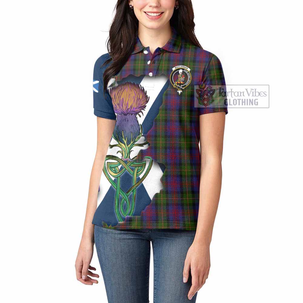 Tartan Vibes Clothing MacLennan (McLennan) Tartan Family Crest Women's Polo Shirt Scottish Thistle Celtic Inspired