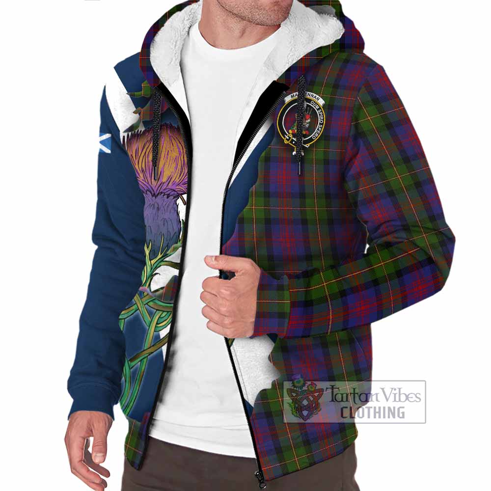 Tartan Vibes Clothing MacLennan (McLennan) Tartan Family Crest Sherpa Hoodie Scottish Thistle Celtic Inspired