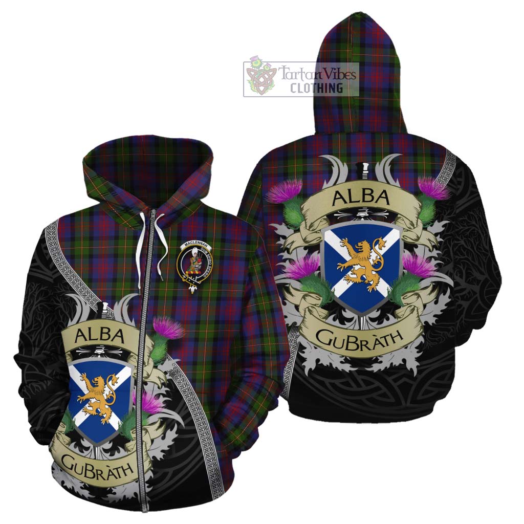 Tartan Vibes Clothing MacLennan (McLennan) Tartan Family Crest Cotton Hoodie Lion Rampant Royal Thistle Shield Celtic Inspired