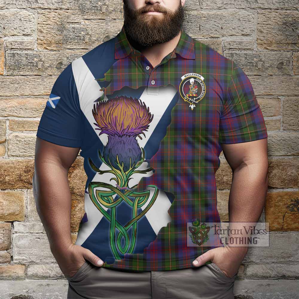Tartan Vibes Clothing MacLennan (McLennan) Tartan Family Crest Polo Shirt Scottish Thistle Celtic Inspired