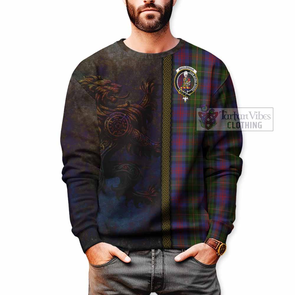 Tartan Vibes Clothing MacLennan (McLennan) Tartan Family Crest Sweatshirt Alba Gu Brath Be Brave Lion Ancient Style