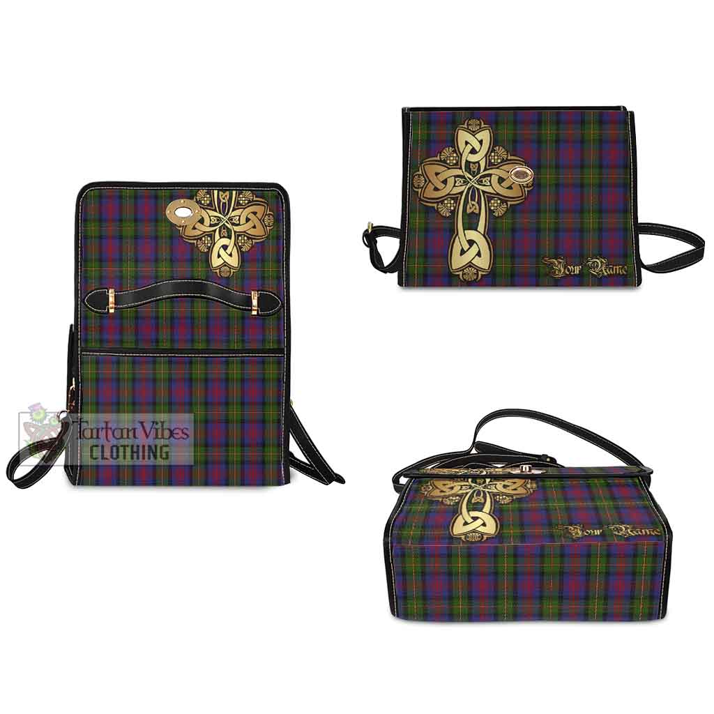 Tartan Vibes Clothing MacLennan (McLennan) Tartan Waterproof Canvas Bag Golden Thistle Celtic Cross Style
