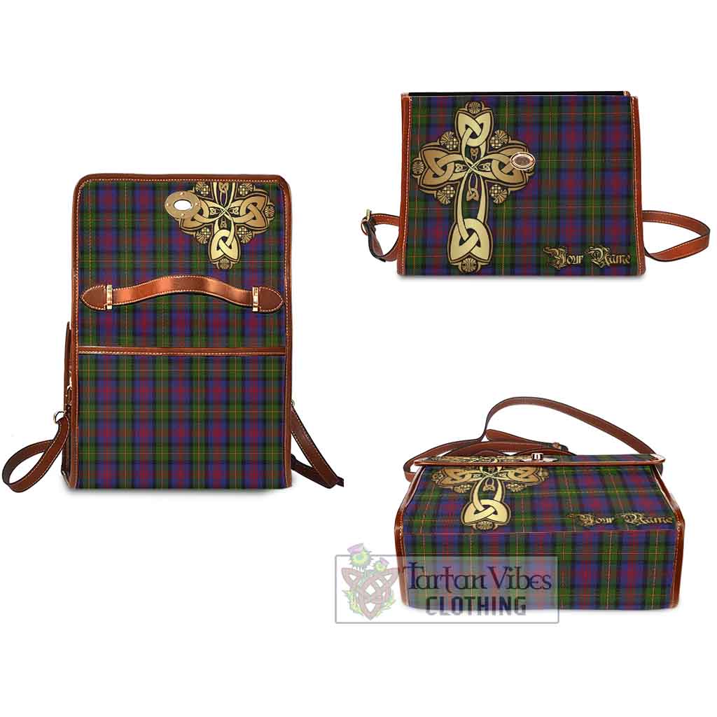 Tartan Vibes Clothing MacLennan (McLennan) Tartan Waterproof Canvas Bag Golden Thistle Celtic Cross Style