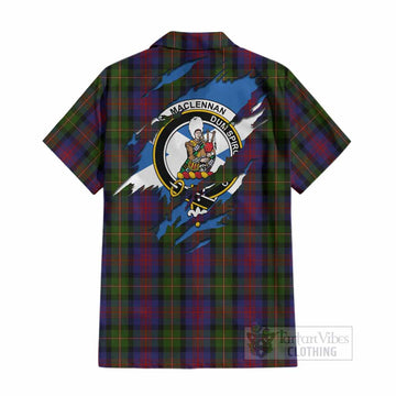 MacLennan (McLennan) Clan Crest In Me Tartan Cotton Hawaiian Shirt Scotland Flag Style