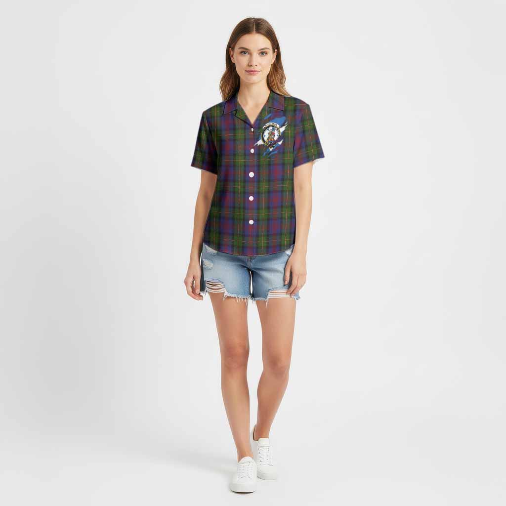 MacLennan (McLennan) Clan Crest In Me Tartan Cotton Hawaiian Shirt Scotland Flag Style