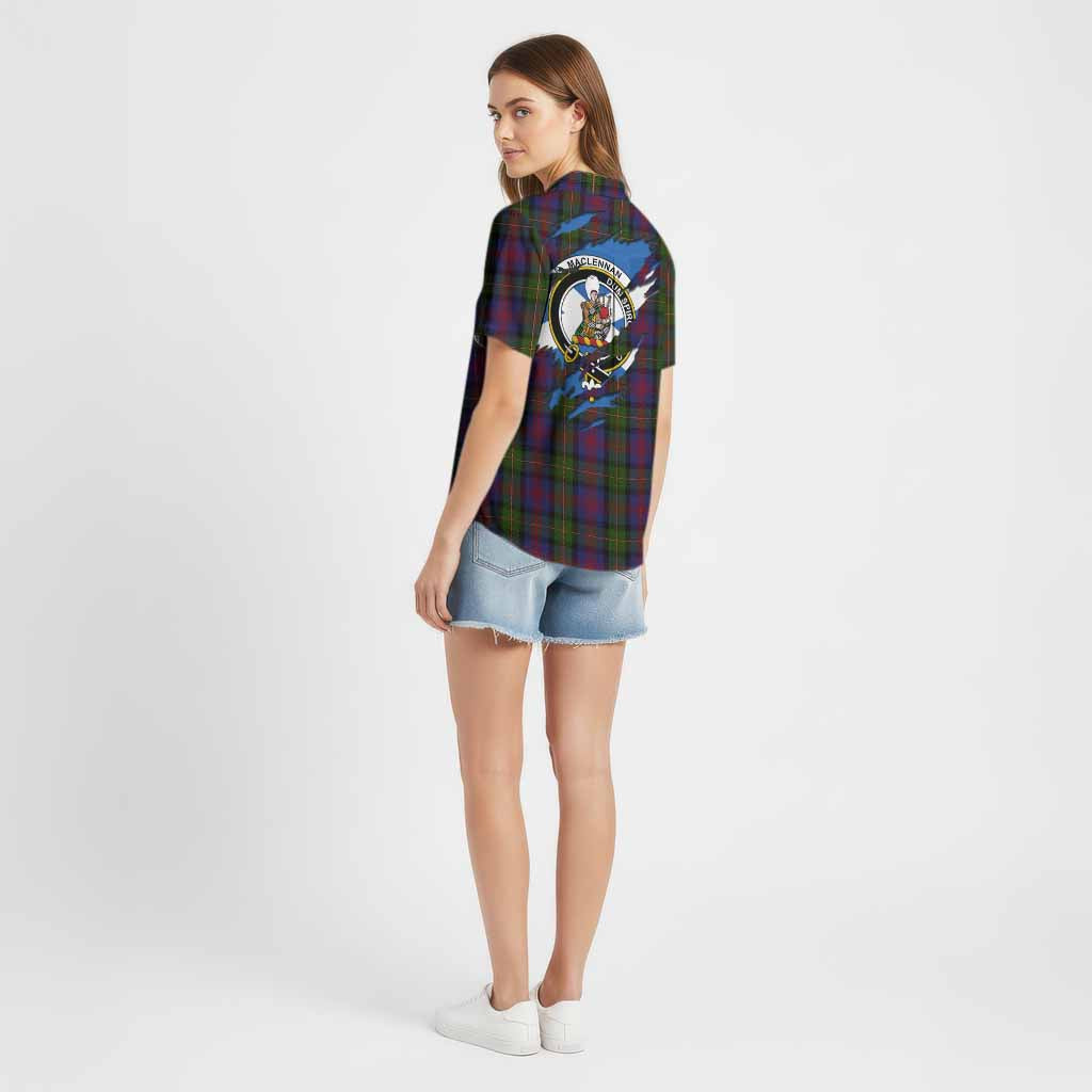 MacLennan (McLennan) Clan Crest In Me Tartan Cotton Hawaiian Shirt Scotland Flag Style