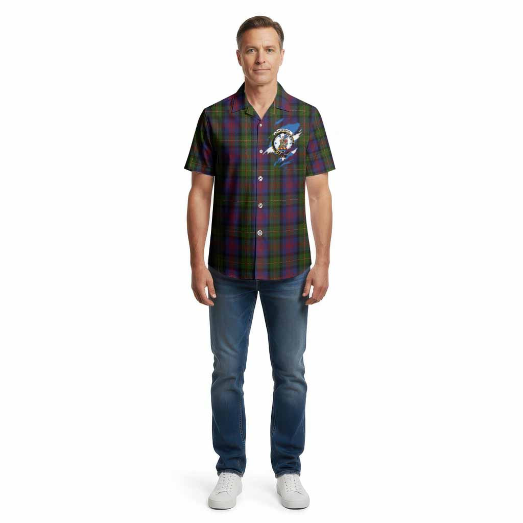 MacLennan (McLennan) Clan Crest In Me Tartan Cotton Hawaiian Shirt Scotland Flag Style
