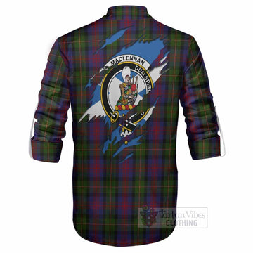 MacLennan (McLennan) Clan Crest In Me Tartan Ghillie Shirt Scotland Flag Style
