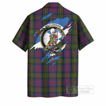 MacLennan (McLennan) Clan Crest In Me Tartan Hawaiian Shirt Scotland Flag Style