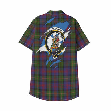 MacLennan (McLennan) Clan Crest In Me Tartan Kid Hawaiian Shirt Scotland Flag Style