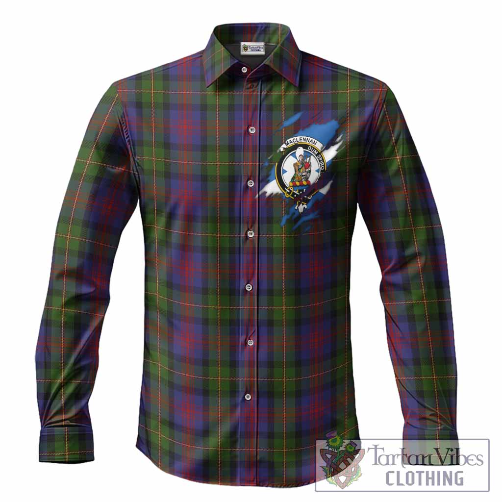 MacLennan (McLennan) Clan Crest In Me Tartan Long Sleeve Button Shirts Scotland Flag Style