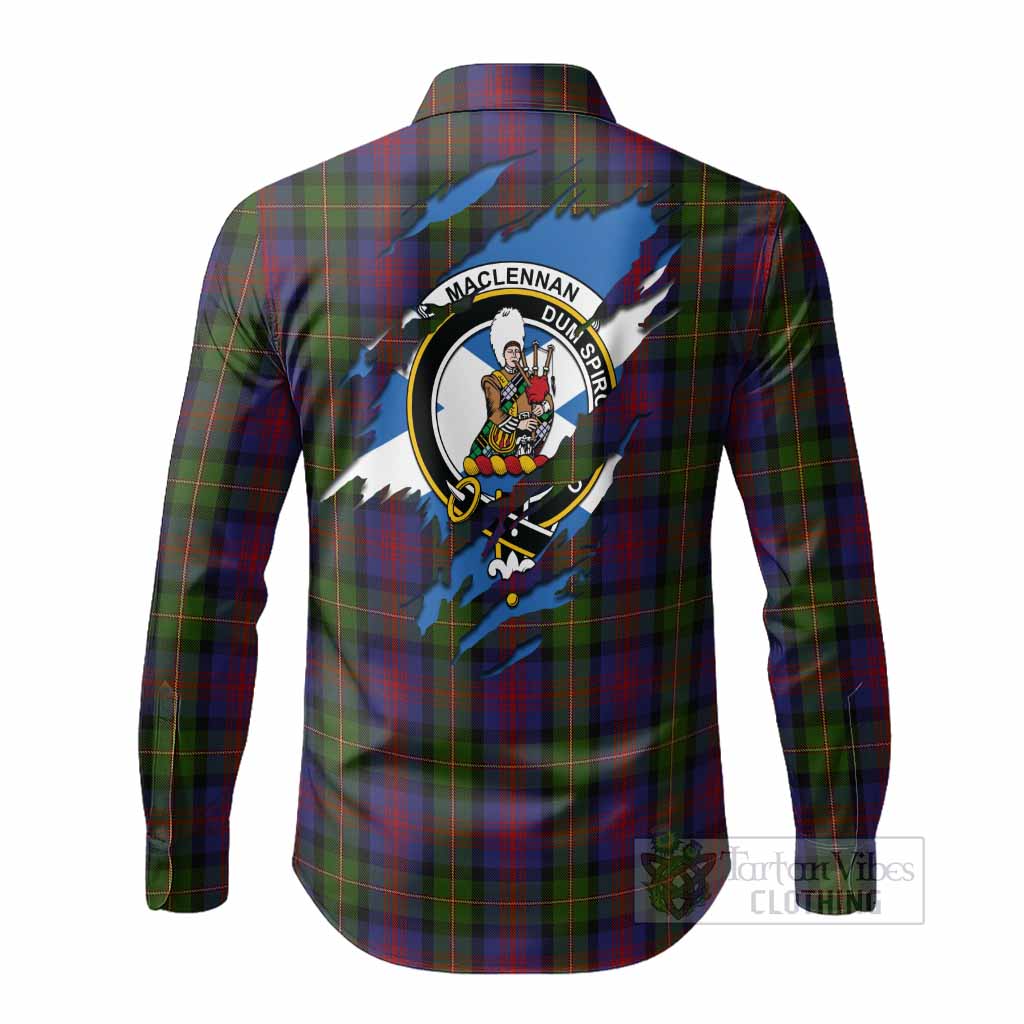 MacLennan (McLennan) Clan Crest In Me Tartan Long Sleeve Button Shirts Scotland Flag Style