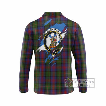 MacLennan (McLennan) Clan Crest In Me Tartan Long Sleeve Polo Shirt Scotland Flag Style