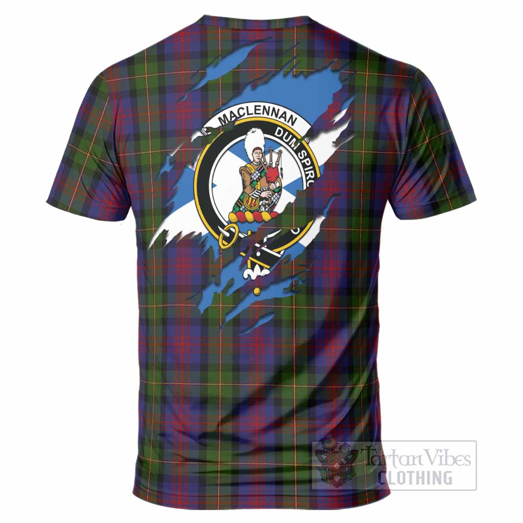 MacLennan (McLennan) Clan Crest In Me Tartan T-Shirt Scotland Flag Style