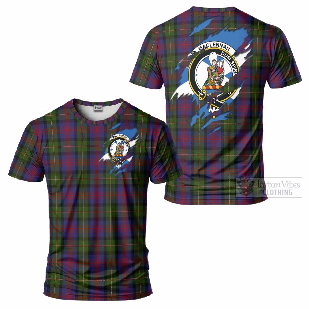 MacLennan (McLennan) Clan Crest In Me Tartan T-Shirt Scotland Flag Style