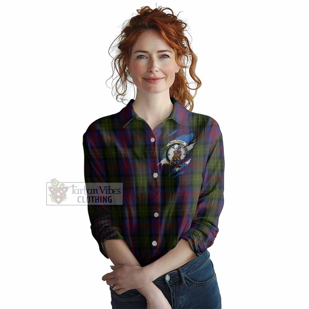 MacLennan (McLennan) Clan Crest In Me Tartan Women Casual Shirt Scotland Flag Style
