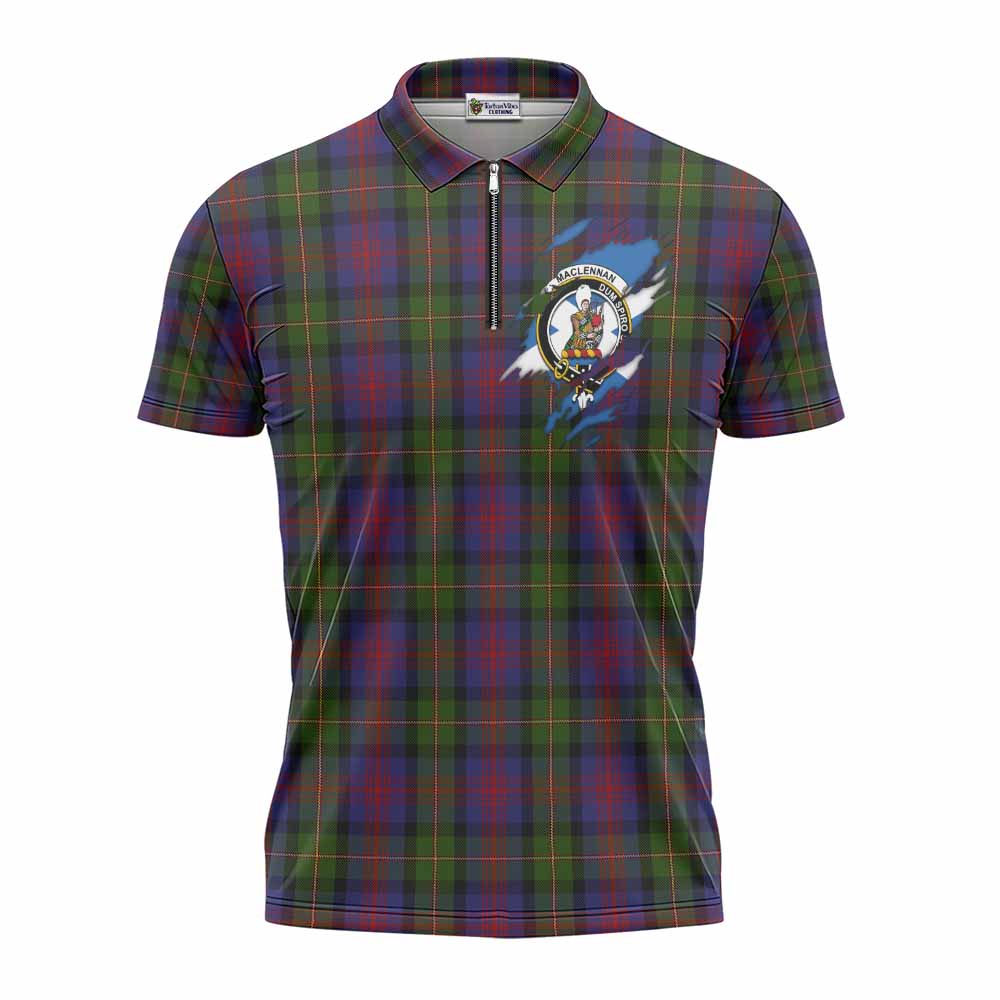 MacLennan (McLennan) Clan Crest In Me Tartan Zipper Polo Shirt Scotland Flag Style