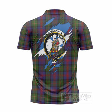 MacLennan (McLennan) Clan Crest In Me Tartan Zipper Polo Shirt Scotland Flag Style