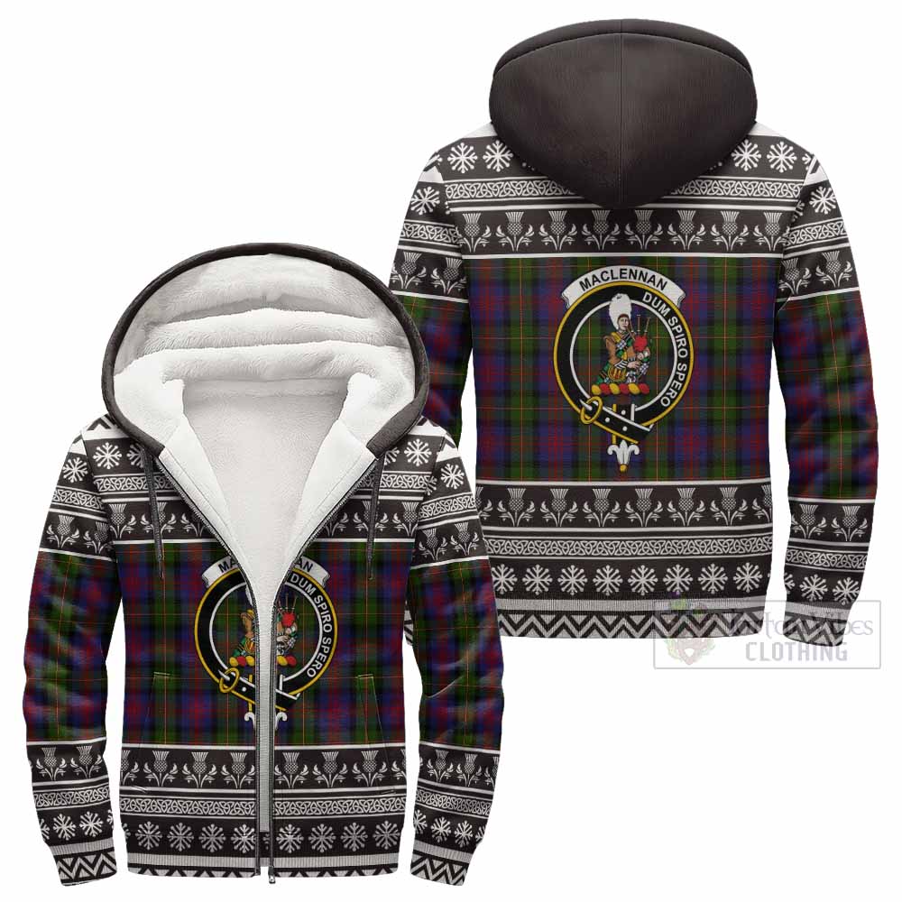 MacLennan (McLennan) Clan Tartan Christmas Fleece Hoodie with Family Crest - Tartan Vibes Clothing
