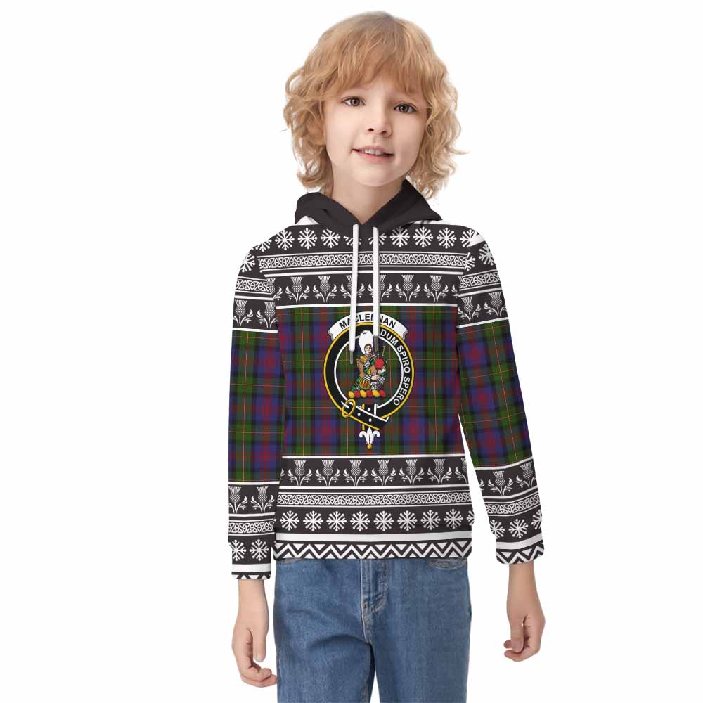 MacLennan (McLennan) Clan Tartan Christmas Kid Hoodie with Family Crest - Tartan Vibes Clothing