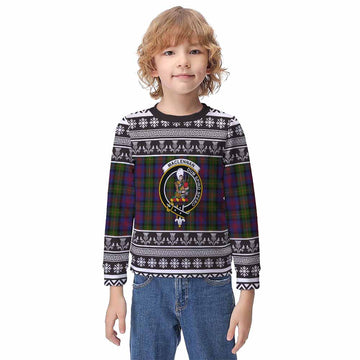 MacLennan (McLennan) Clan Tartan Christmas Kid Ugly Sweatshirt with Family Crest
