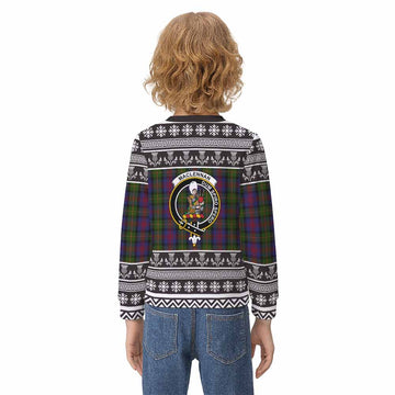MacLennan (McLennan) Clan Tartan Christmas Kid Ugly Sweatshirt with Family Crest